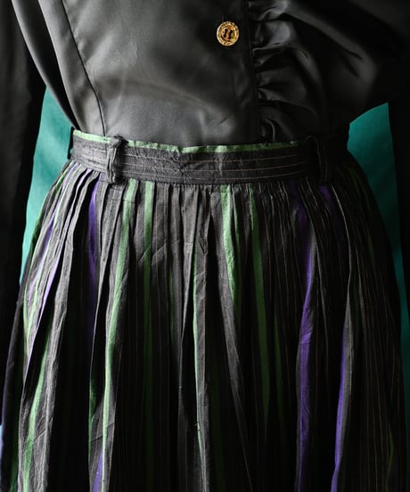 【Seek an nur】Euro Stripe Silk Flare Skirt