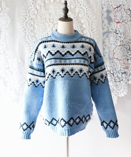 【Seek an nur】Norway Over Knit Sweater