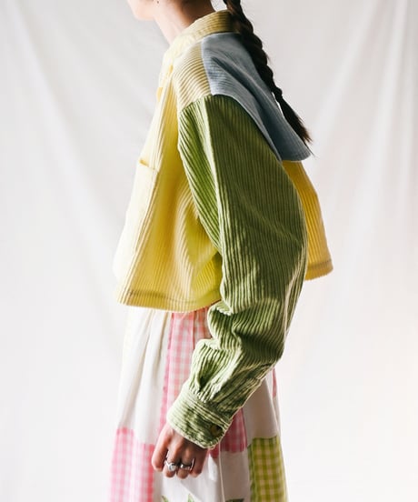 【tiny yearn】Multi Color Corduroy Cropped Shirt/Remake