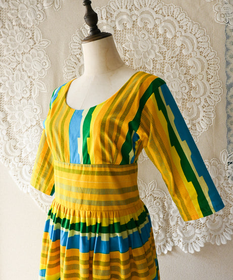 【tiny yearn】African Batik Flare Maxi Dress