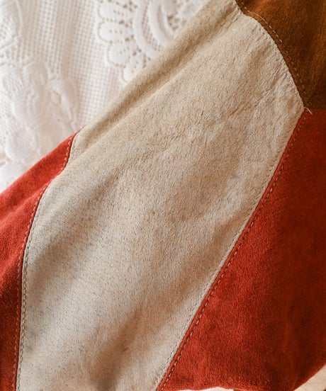 【tiny yearn】1970's Vintage Patchwork Suede Tops