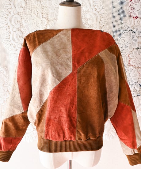 【tiny yearn】1970's Vintage Patchwork Suede Tops