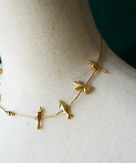 〈Accessory〉Native American Gold Tone Fetish Necklace
