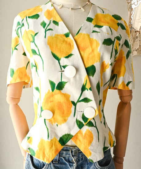 【curoam】French floral art blouse