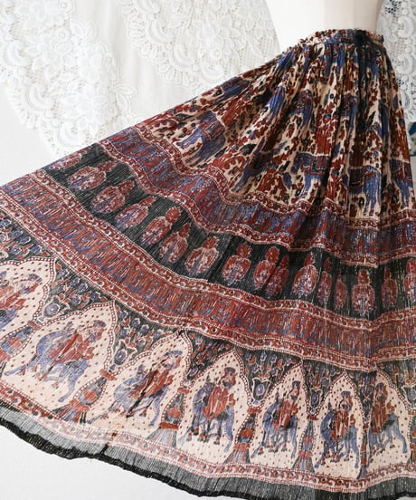 【Seek an nur】Dead Stock Indian Cotton Metallic Skirt