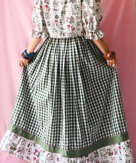 【tiny yearn】Euro Gingham Check Maxi Skirt