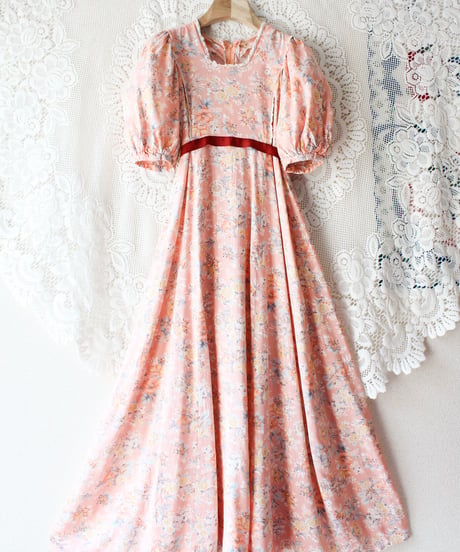 【Seek an nur】1970's Floral Puff Sleeve Maxi Dress