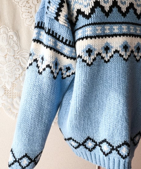 【Seek an nur】Norway Over Knit Sweater