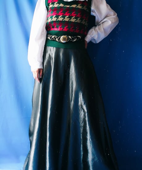 【tiny yeran】Metallic Gray Flare Long Skirt