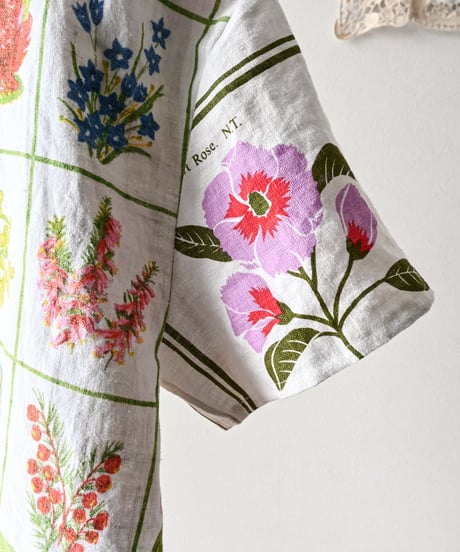 【curoam】Vintage tea towel patchwork shirt