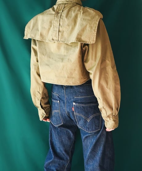 【Seek an nur】Greece Military Cropped Shirt/Khaki