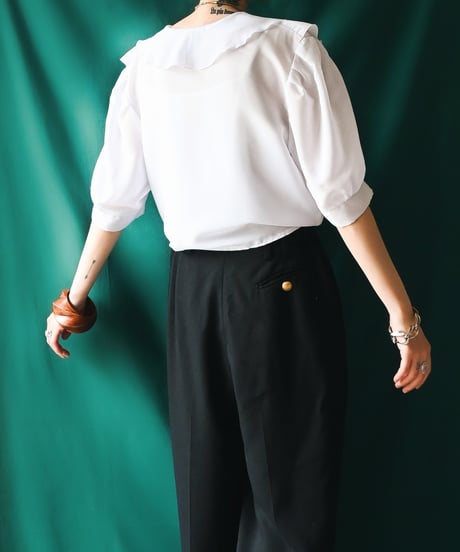 【Seek an nur】Euro Frill White Tie Blouse