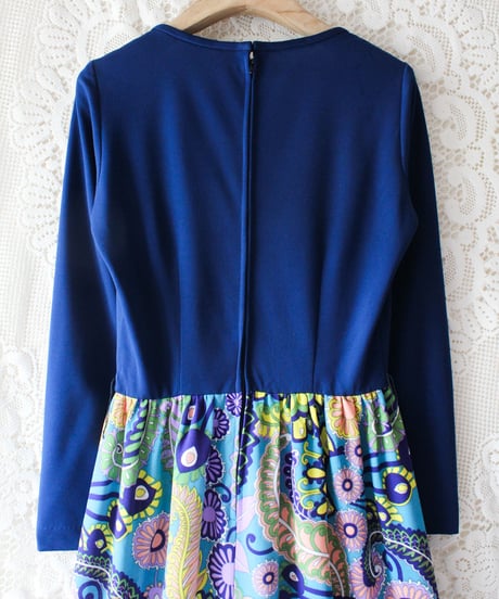 【tiny yearn】1970's Floral Psychedelic Maxi Dress