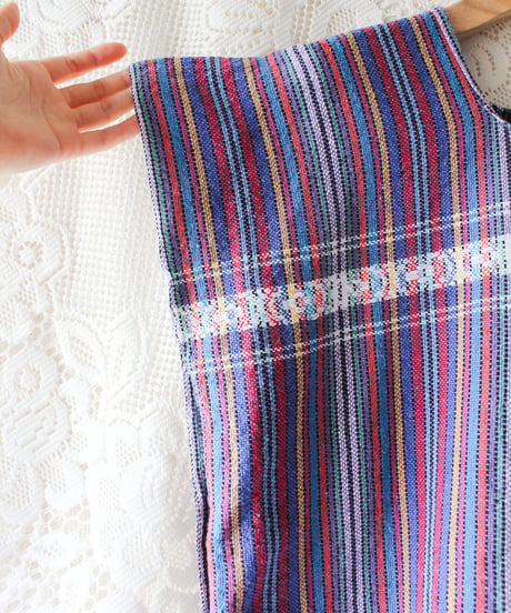 【tiny yearn】Vintage Guatemalan Stripe Fringe Vest