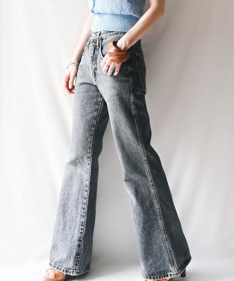 【Seek an nur】Black Flare Denim Pants