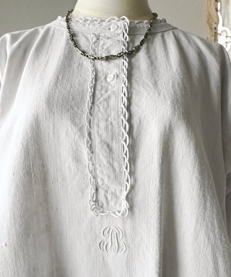 【Seek an nur】1890-1910's French antique linen smock