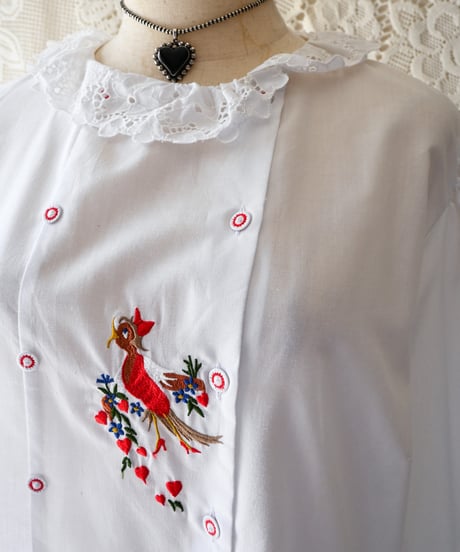 【tiny yearn】⁡Euro Embroidered Lace White Blouse