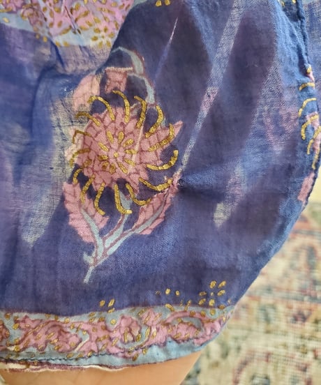 【Seek an nur】1970's Indian Cotton Hand Block Printed Dress