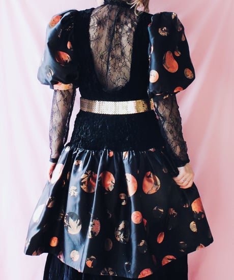 【tiny yearn】Germany Velours Shirring Dot Dress