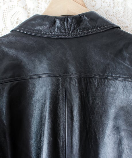 【Seek an nur】Black Mongolia Leather Long Coat