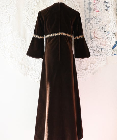 【Seek an nur】1970's Euro Velour Maxi Dress