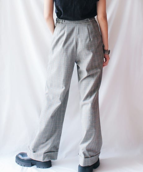 【Seek an nur】USA Glen Check Flare Slacks Pants