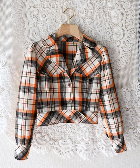 【tiny yearn】1960~70's Check Cropped Jacket