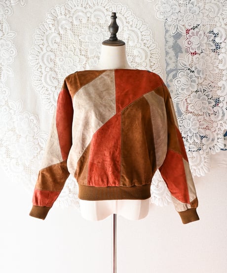 【tiny yearn】1970's Vintage Patchwork Suede Tops