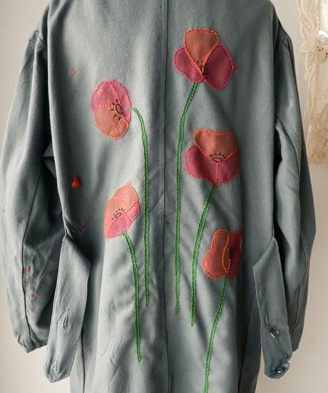 【tiny yearn】⁡60's French Embroidered Painted Work Coat