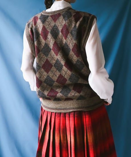 【tiny yearn】Italy Argyle Check Knit Vest