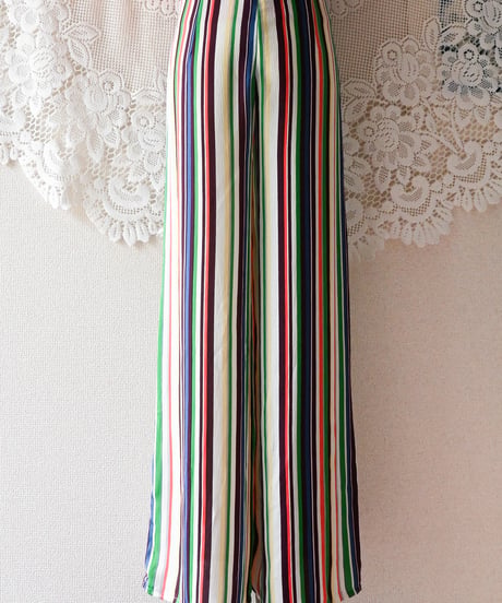 【tiny yearn】Mulch Stripe Sheer Wide Pants