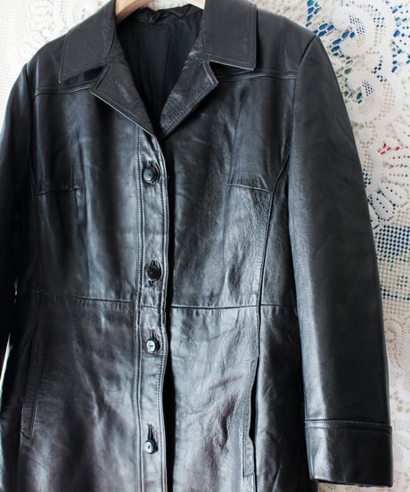 【Seek an nur】Black Mongolia Leather Long Coat