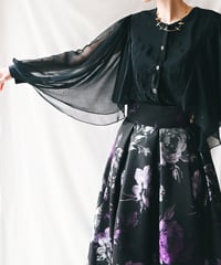 【Seek an nur】Italy Black Sheer Blouse