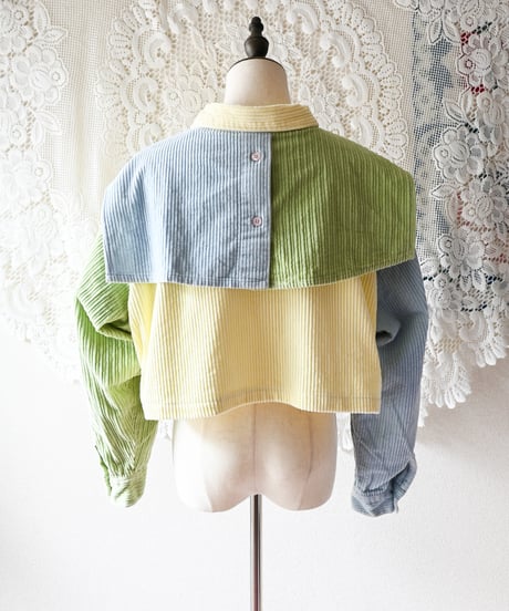 【tiny yearn】Multi Color Corduroy Cropped Shirt/Remake