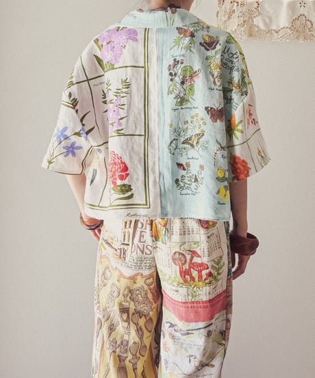 【curoam】Vintage tea towel patchwork shirt