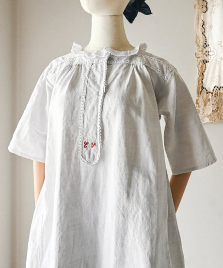 【Seek an nur】1890-1910's French antique linen smock