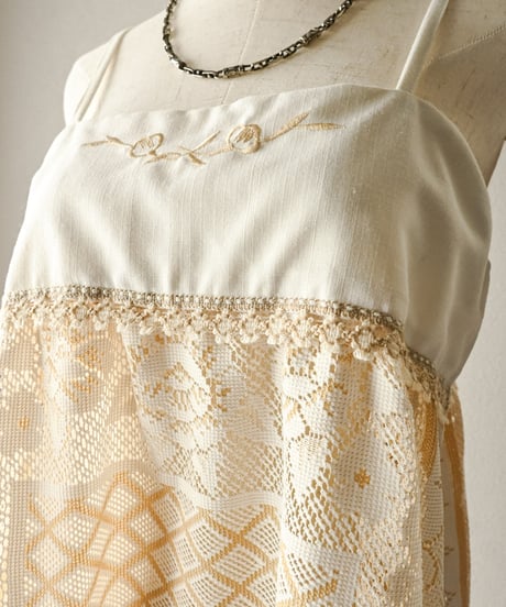 【Seek an nur】Vintage lace fabric cami dress