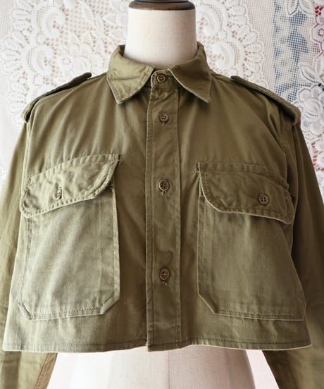 【Seek an nur】Greece Military Cropped Shirt/Khaki
