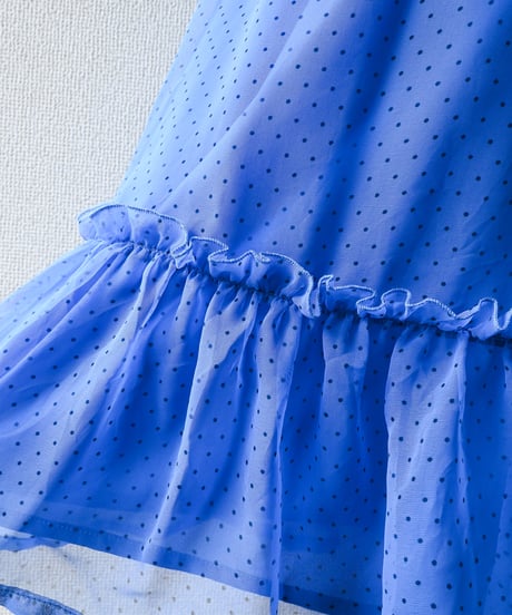 【Seek an nur】Euro Frill Dot Sheer Maxi Dress