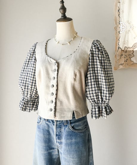【Seek an nur】Tyrolean linen trachten blouse