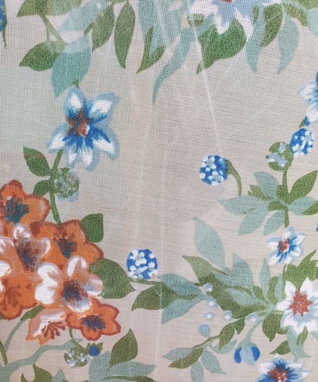 【tiny yearn】1970's Floral Sheer Maxi Dress Gown