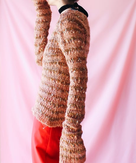 【tiny yearn】Low Gauge Long Sleeve Mix Knit
