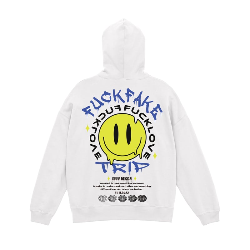 DEEP SMILEY FACE ビッグシルエットパーカー | deepinternation