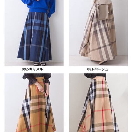 大柄チェックコットンフレアスカート