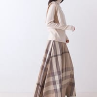 大柄チェックコットンフレアスカート