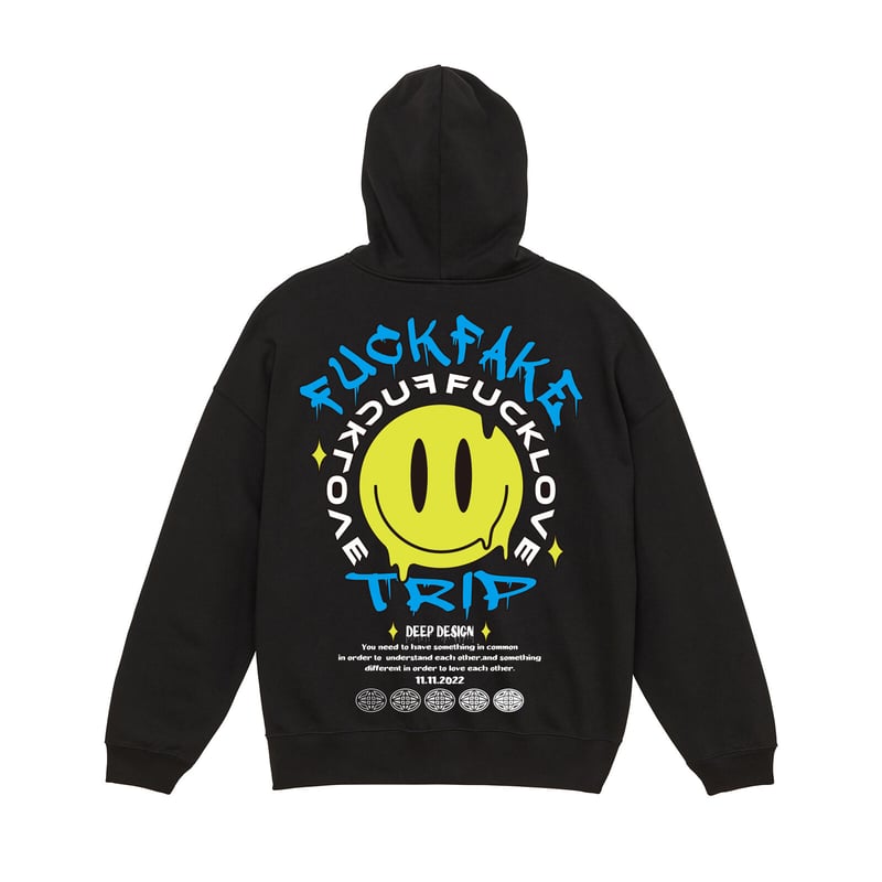 DEEP SMILEY FACE ビッグシルエットパーカー | deepinternation