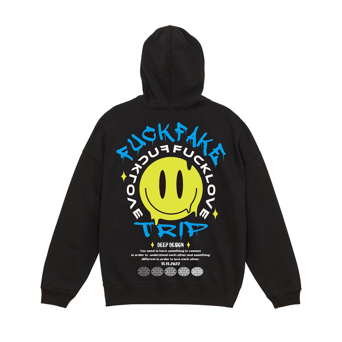 DEEP SMILEY FACE ビッグシルエットパーカー | deepinternation DEEP SMILEY FACE ビッグシルエットパーカー | deepinternation
