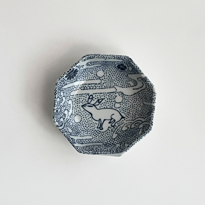 印判手 八角豆皿〔 波兎〕 | HOOTON