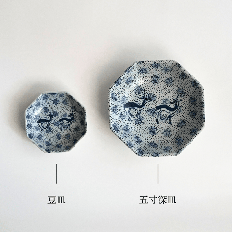 印判手 八角五寸深皿〔 鹿〕 | HOOTON