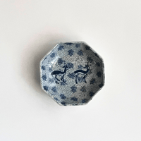 印判手 八角豆皿〔 鹿〕